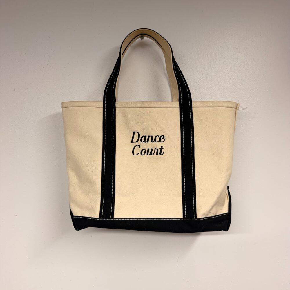 VTG 90's L.L. Bean Boat & Tote Canvas Bags SET OF 2 Dance Court Black Handles - Picture 7 of 15